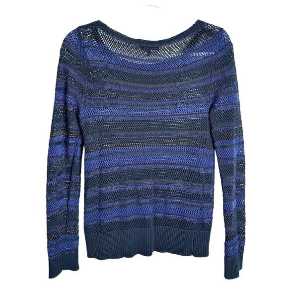 Rag & Bone Blue Black Striped Knit Long Sleeve Sweater Top Small - Picture 3 of 6